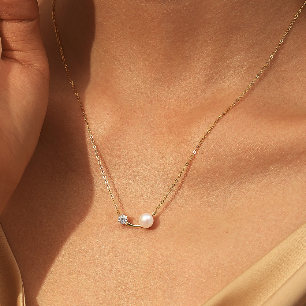 Minimalist Natural Freshwater Pearl Necklace #506