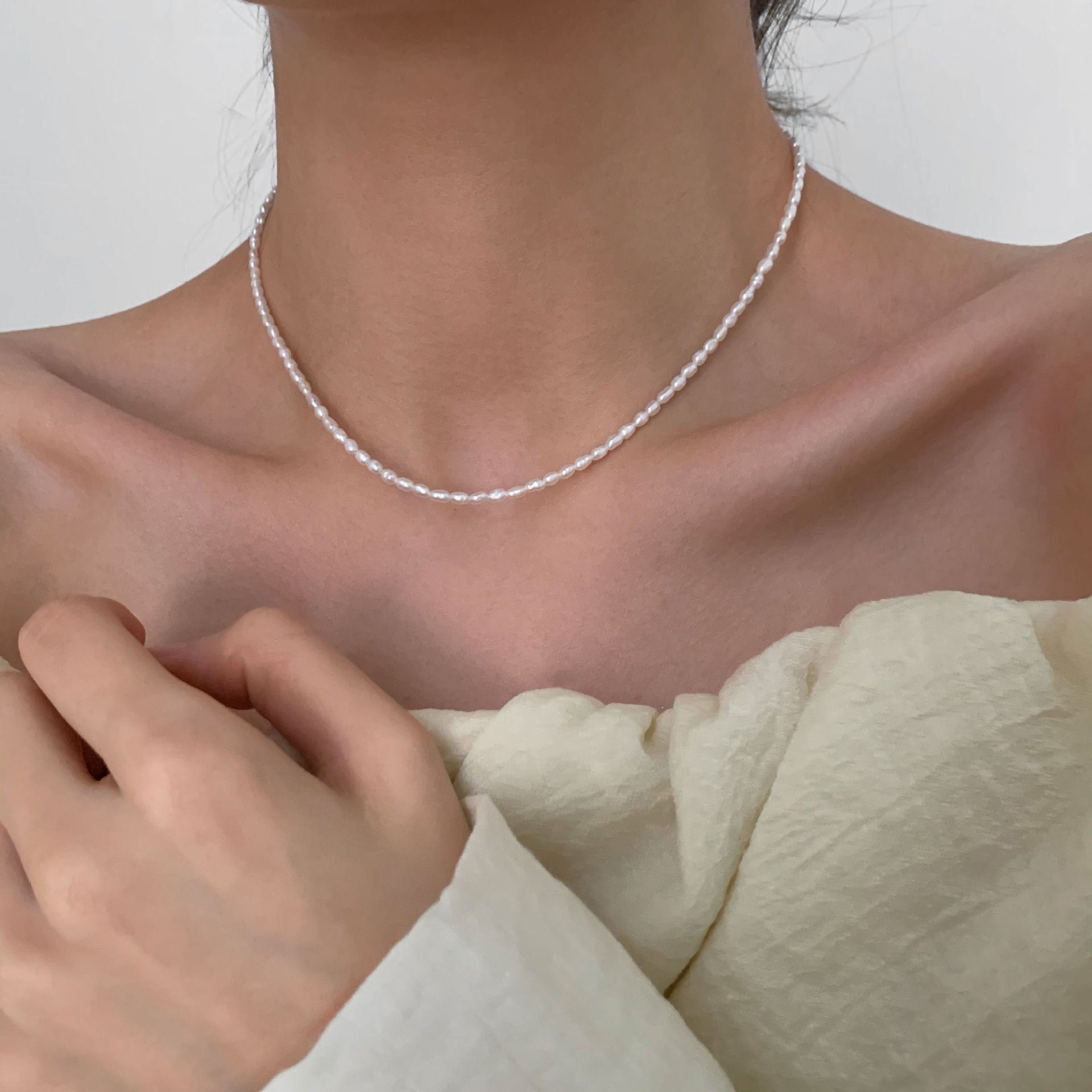Choker Natural Freshwater Pearl Necklace 6mm