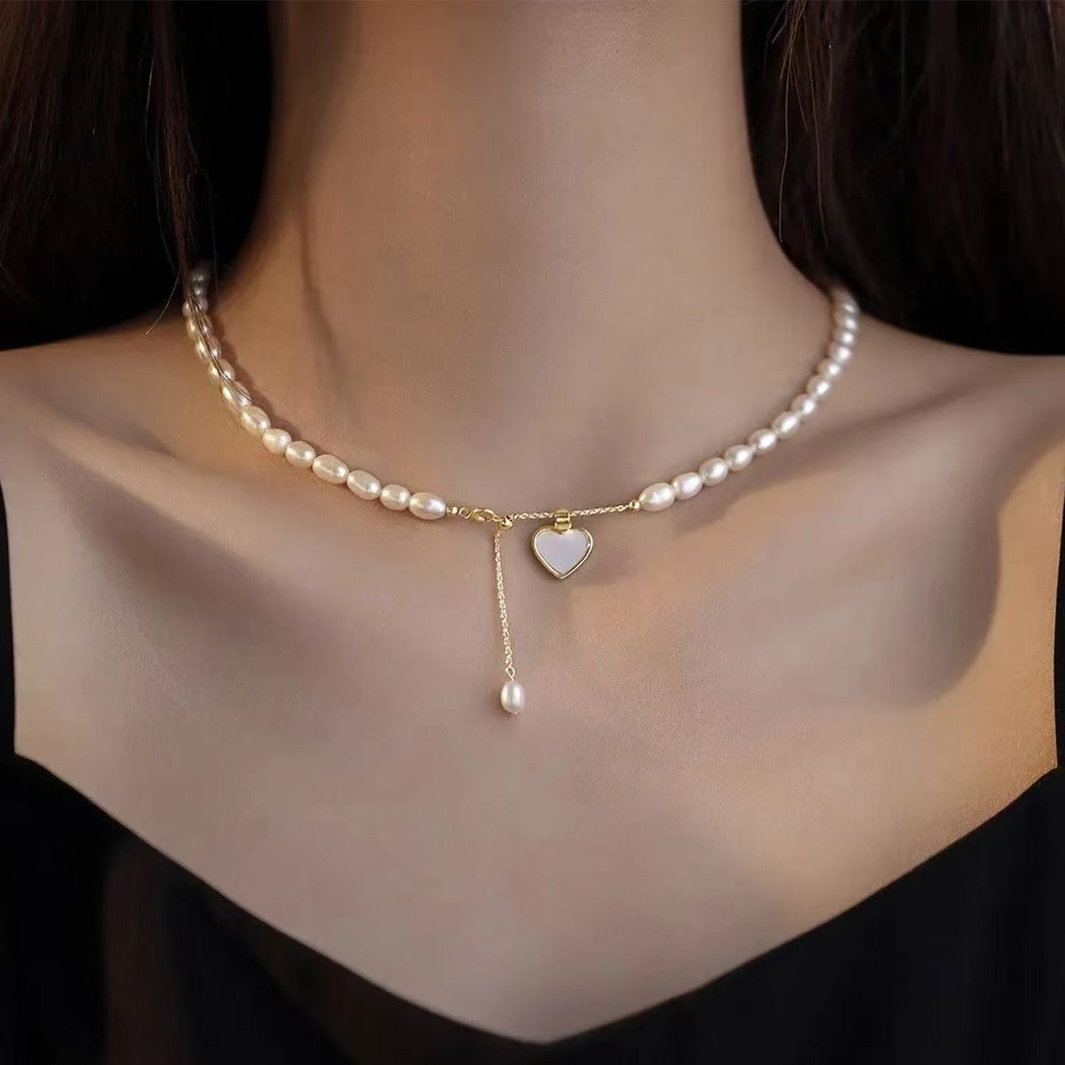 Drop 14K Gold Plated Natural Freshwater Pearl Necklace #042