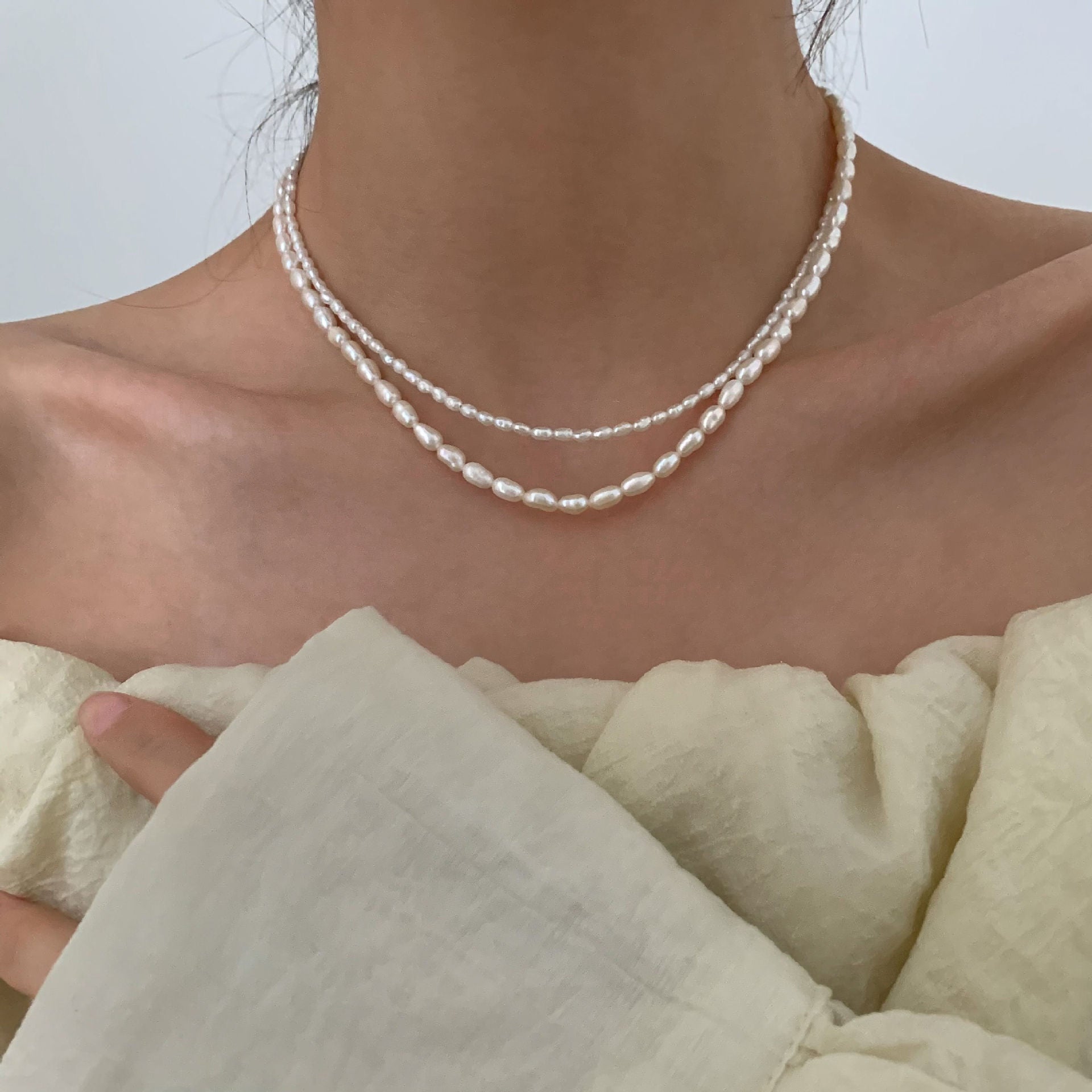 Choker Natural Freshwater Pearl Necklace 6mm