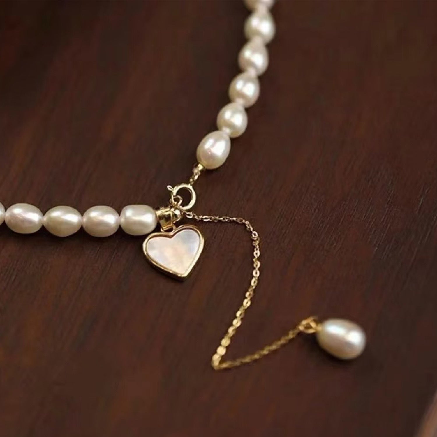Drop 14K Gold Plated Natural Freshwater Pearl Necklace #042