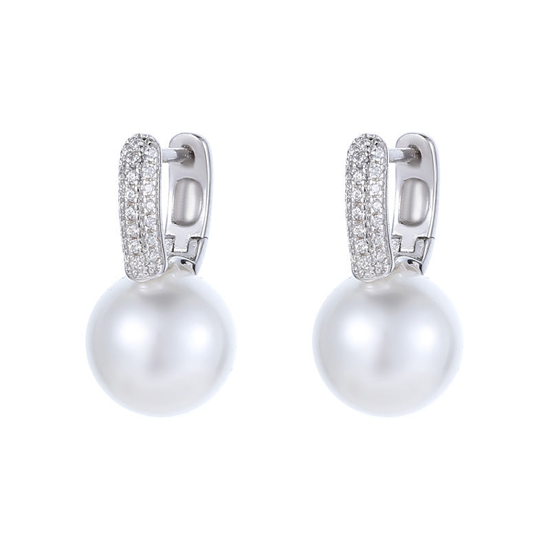 Luxury Sterling Silver freshwater pearl earrings U-shaped 9mm
