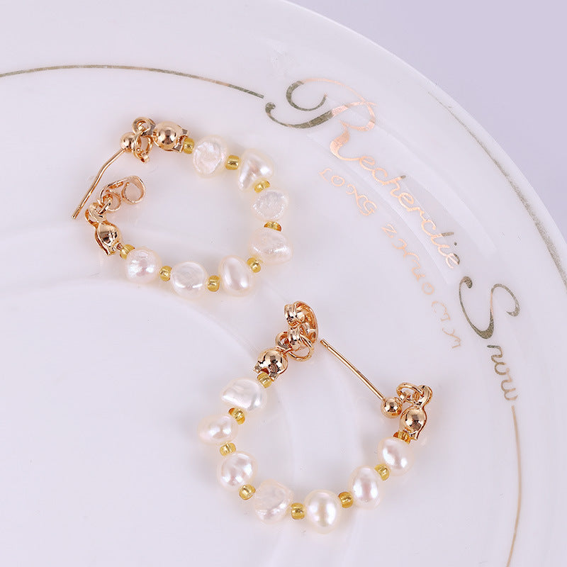 Retro Baroque Natural Freshwater Pearl Earrings for Women