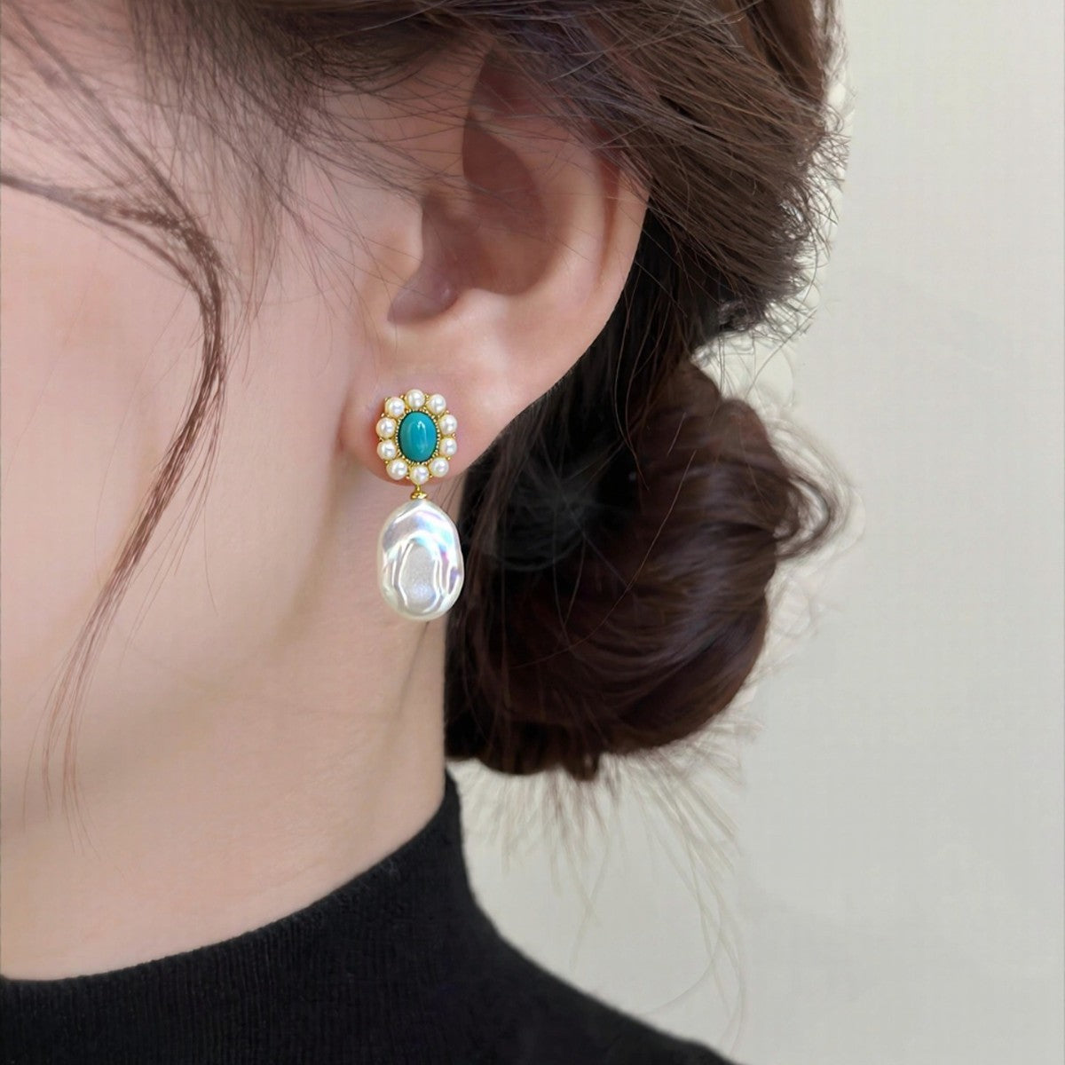 Baroque 18K Gold Plated Natural Freshwater Pearl Earrings