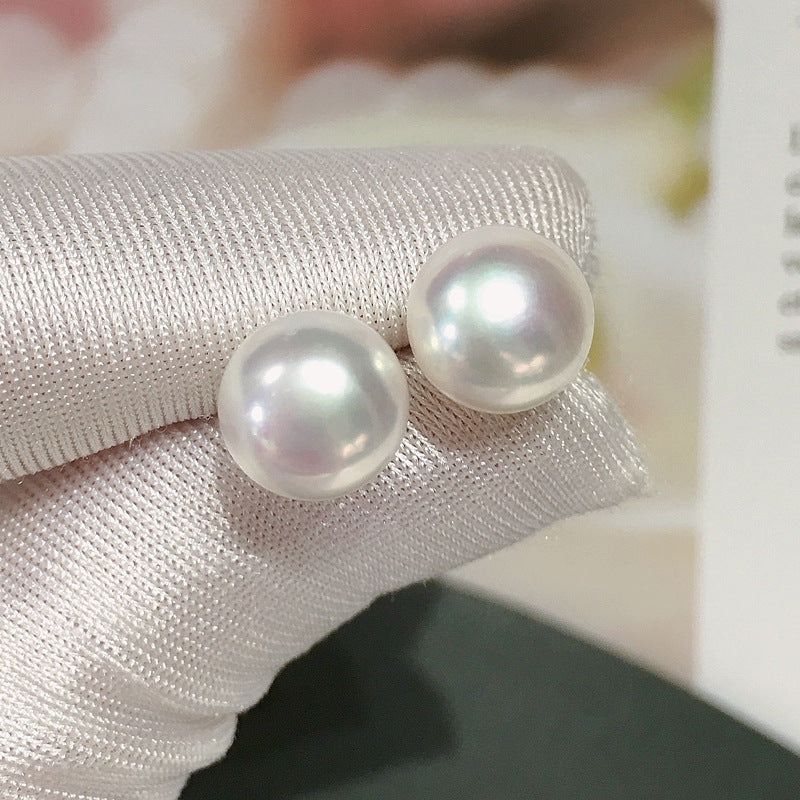 Stud S925 Sterling Silver Earrings Natural Freshwater Pearl Ear StudsPea