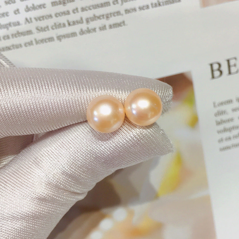 Stud S925 Sterling Silver Earrings Natural Freshwater Pearl Ear StudsPea