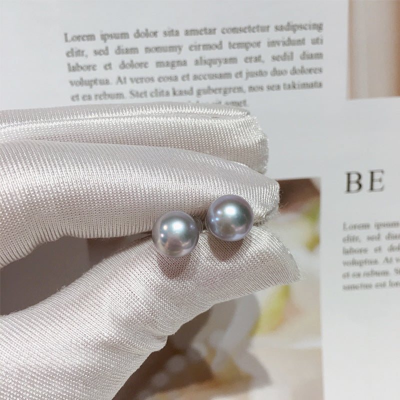 Stud S925 Sterling Silver Earrings Natural Freshwater Pearl Ear StudsPea