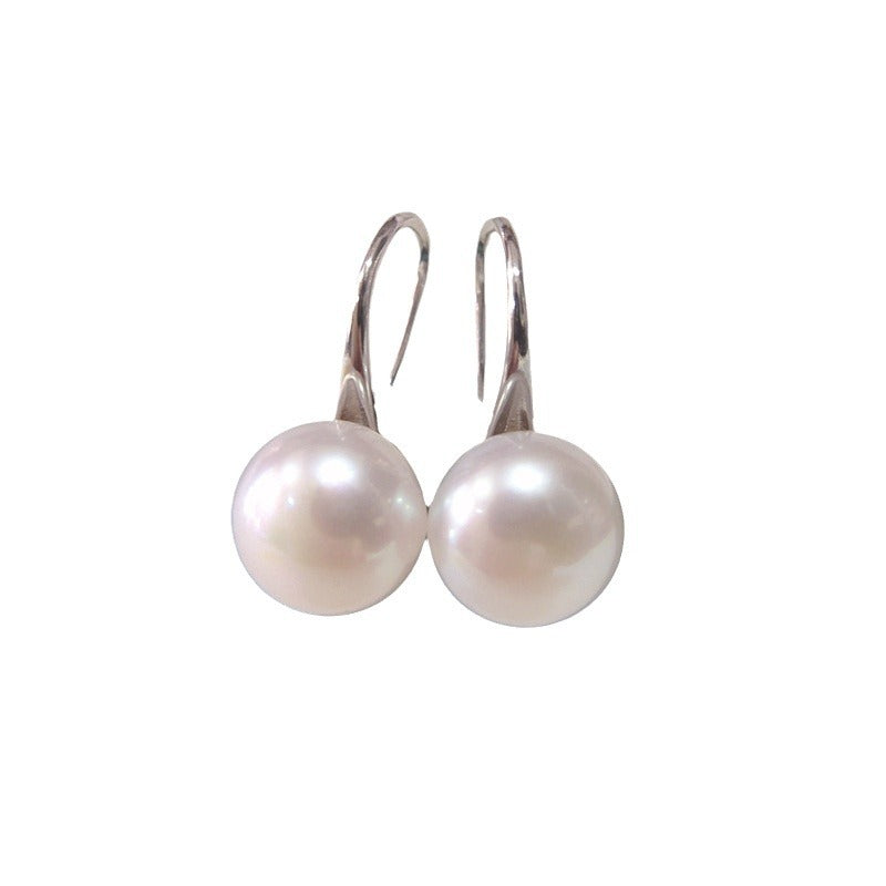 Classic S925 Sterling Silver High Heel Pearl Earrings 8mm