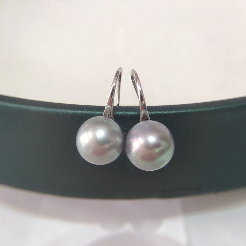 Classic S925 Sterling Silver High Heel Pearl Earrings 8mm