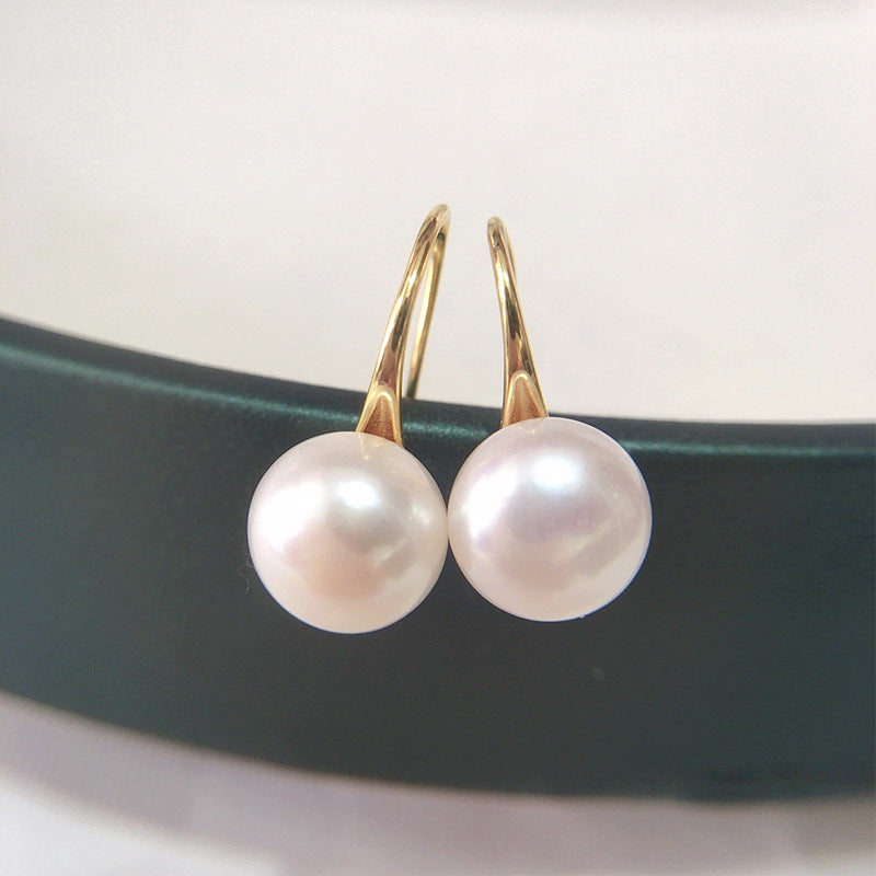 Classic S925 Sterling Silver High Heel Pearl Earrings 8mm