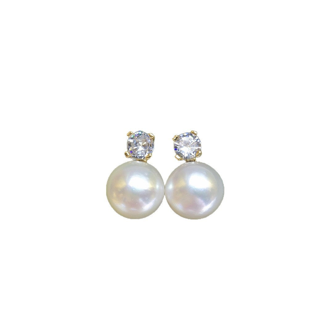 S925 Sterling Silver Natural freshwater pearl earrings 9.5-10mm large do