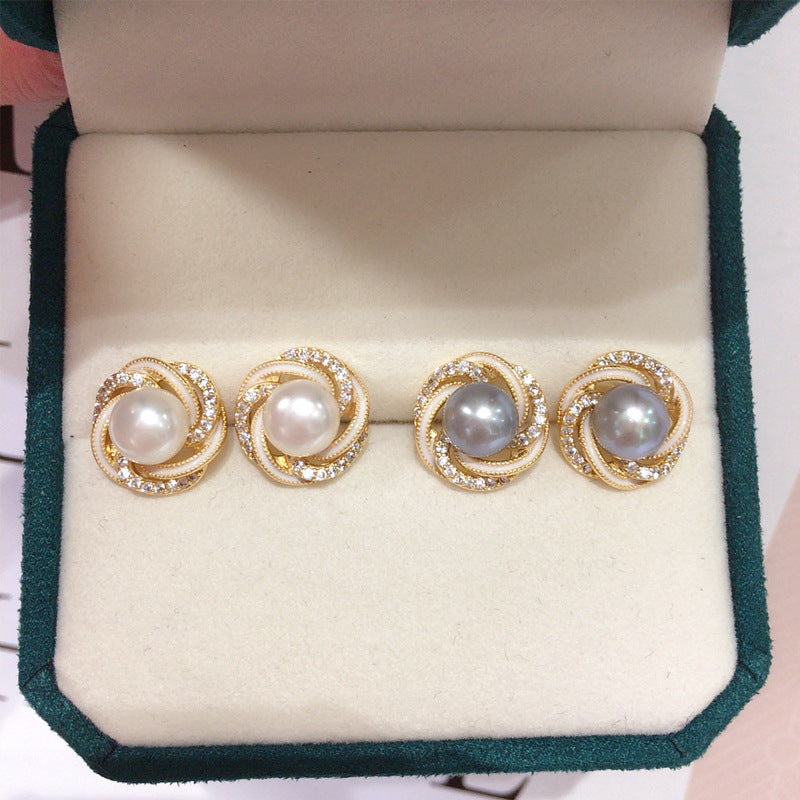 Stud 18K Gold Plated Natural Freshwater Pearl Earrings