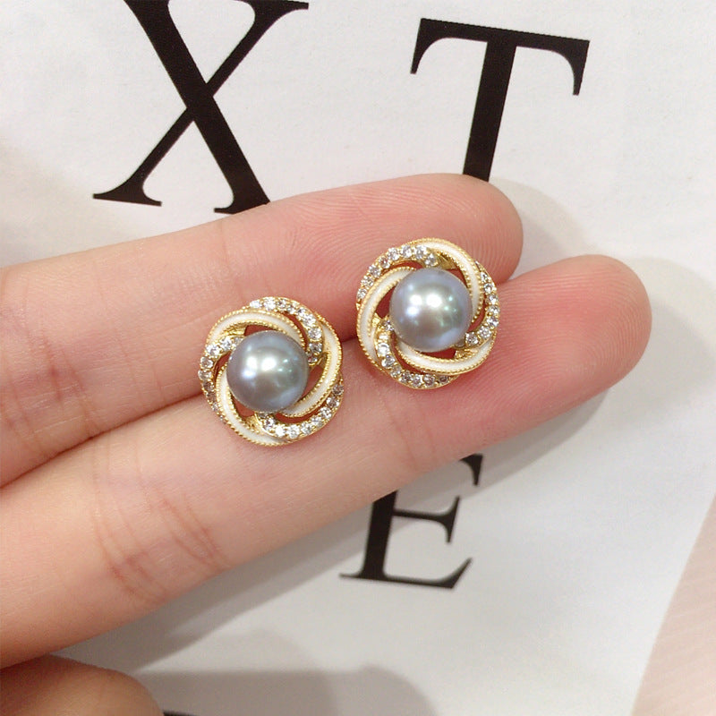 Stud 18K Gold Plated Natural Freshwater Pearl Earrings
