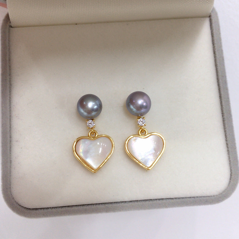 Heart 18K Gold Plated Natural Freshwater Pearl Earrings