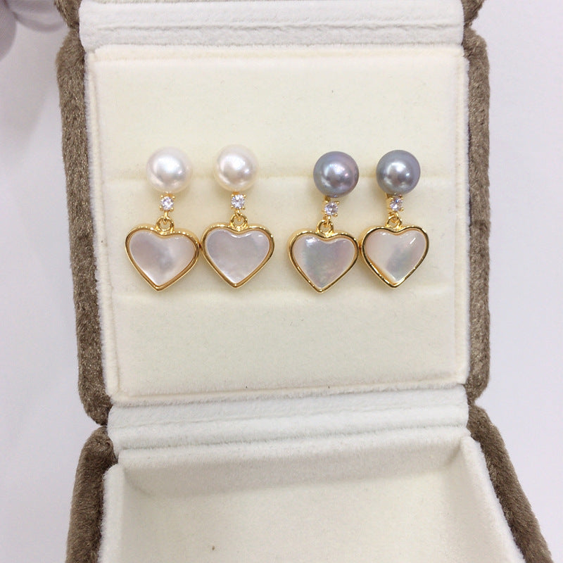 Heart 18K Gold Plated Natural Freshwater Pearl Earrings