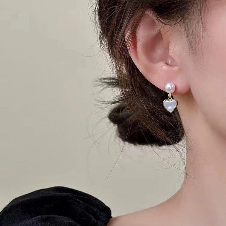Heart 18K Gold Plated Natural Freshwater Pearl Earrings