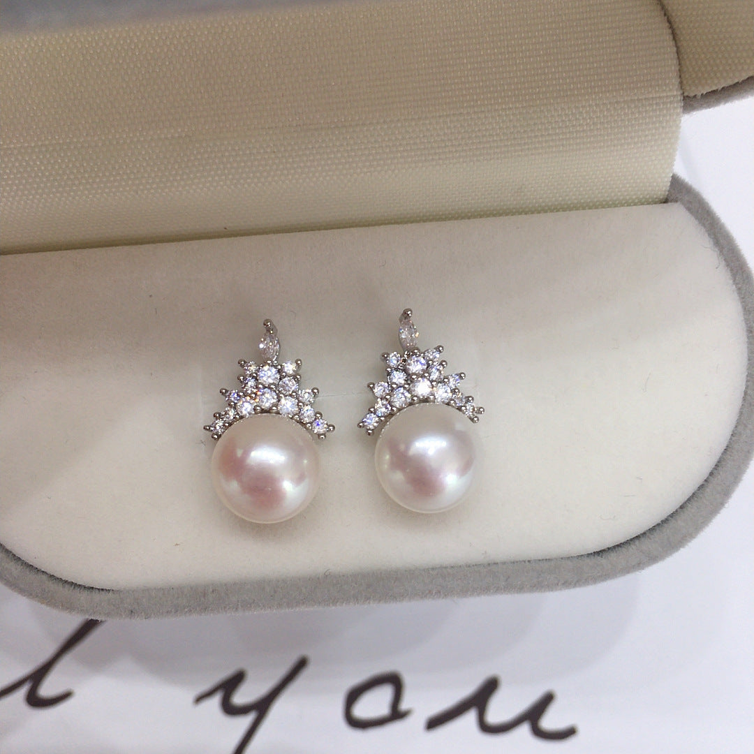 18K Gold Plated Natural Freshwater Pearl Earrings 9mm