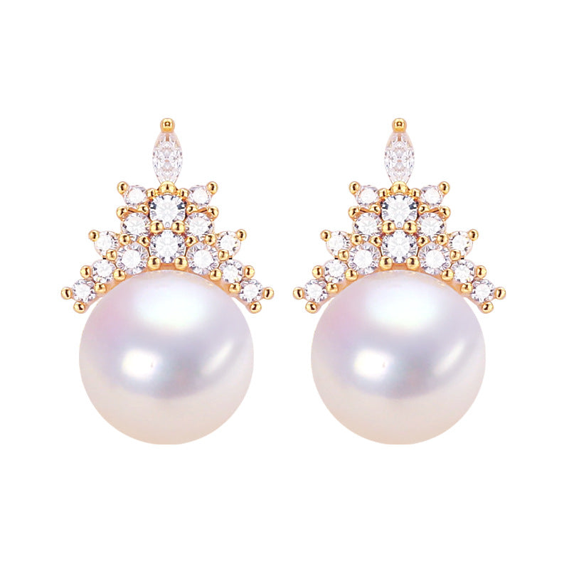 18K Gold Plated Natural Freshwater Pearl Earrings 9mm