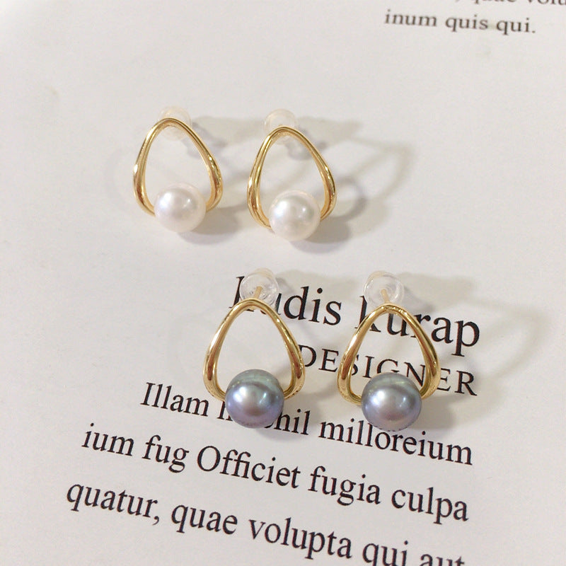 Luxury 18K Gold Plated Natural Freshwater Pearl Earrings 8mm