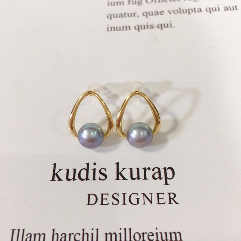 Luxury 18K Gold Plated Natural Freshwater Pearl Earrings 8mm
