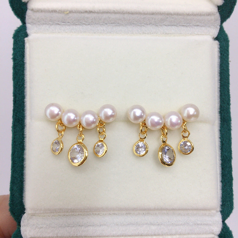 Tassel 18K Gold Plated Natural Freshwater Pearl Earrings