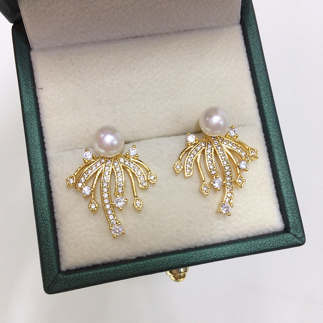 Exquisite S925 Sterling Silver Natural Freshwater Pearl Earrings