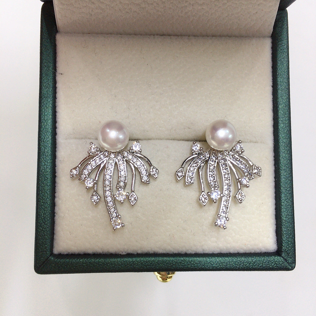 Exquisite S925 Sterling Silver Natural Freshwater Pearl Earrings