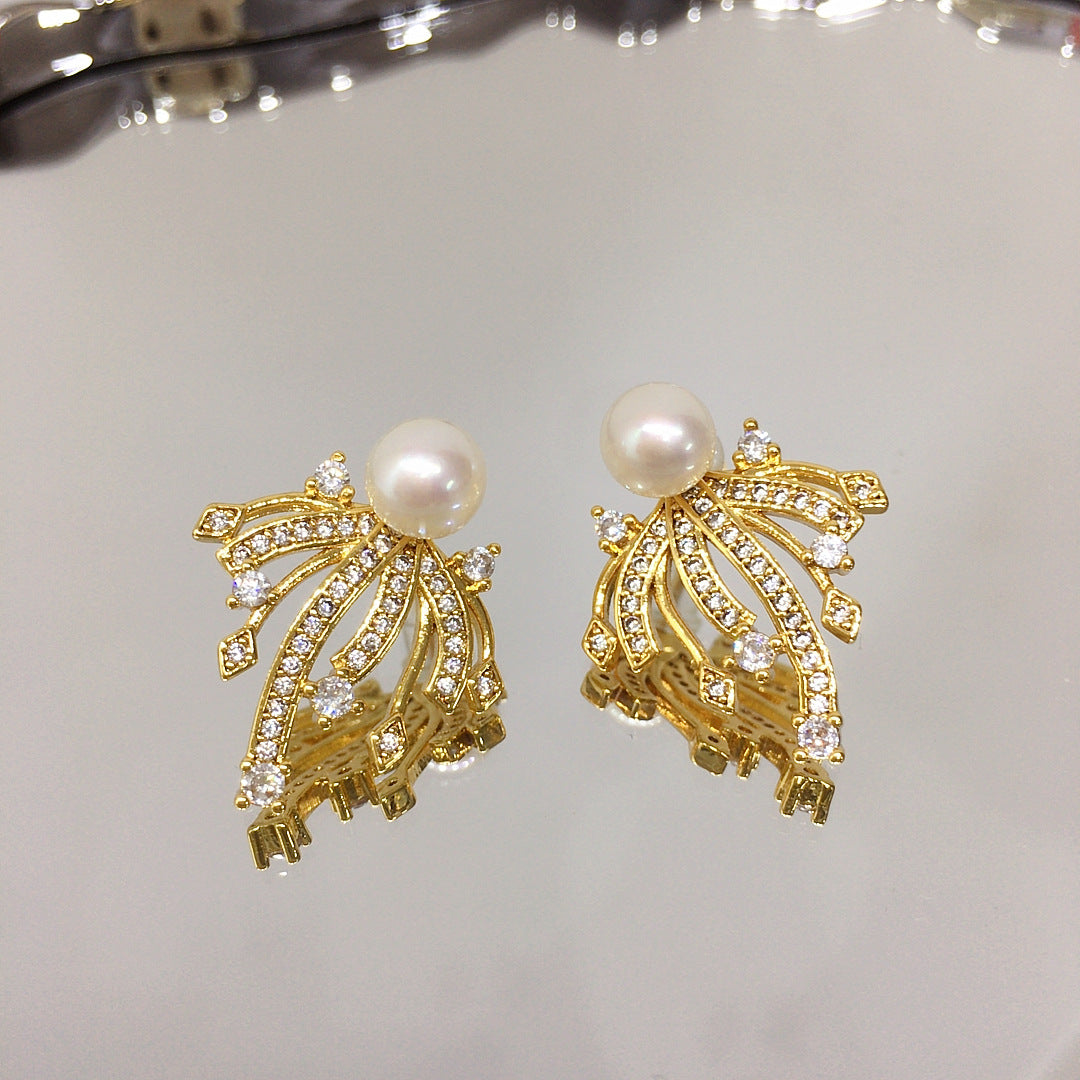 Exquisite S925 Sterling Silver Natural Freshwater Pearl Earrings