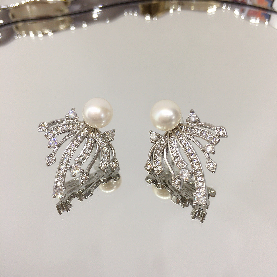 Exquisite S925 Sterling Silver Natural Freshwater Pearl Earrings