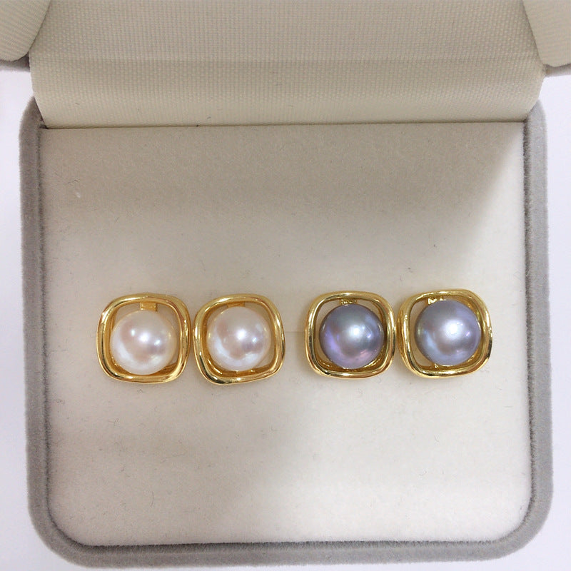Luxury 18K Gold Plated Natural Freshwater Pearl Earrings