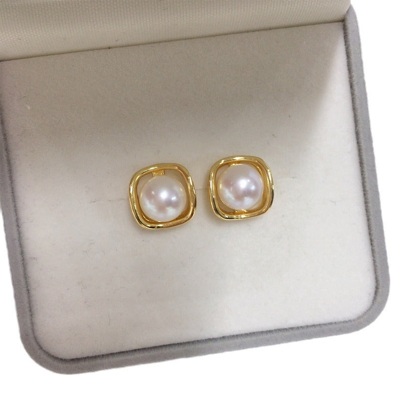 Luxury 18K Gold Plated Natural Freshwater Pearl Earrings