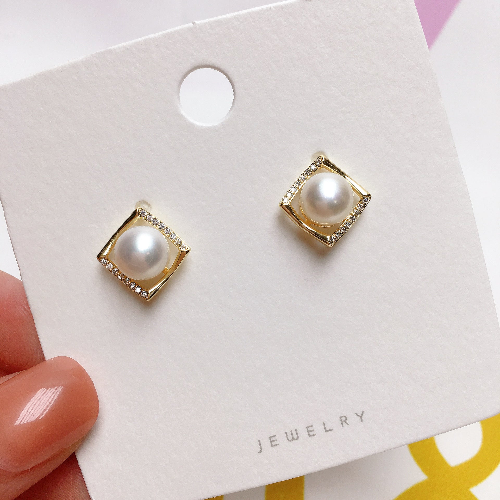 Stud 18K Gold Plated Natural Freshwater Pearl Earrings 8mm