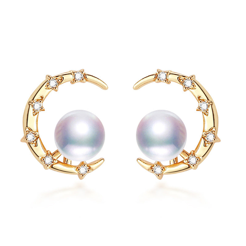 Crescent Natural Freshwater Pearl Earrings