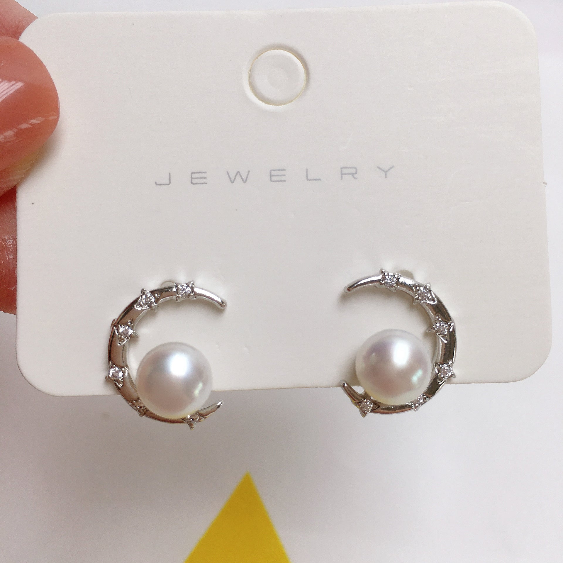 Crescent Natural Freshwater Pearl Earrings