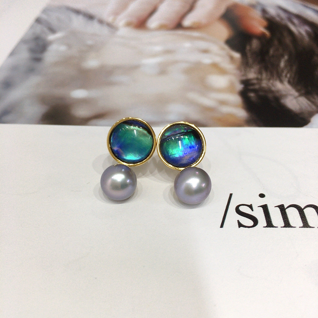 18K Gold Plated Natural Freshwater Pearl Earrings 8mm