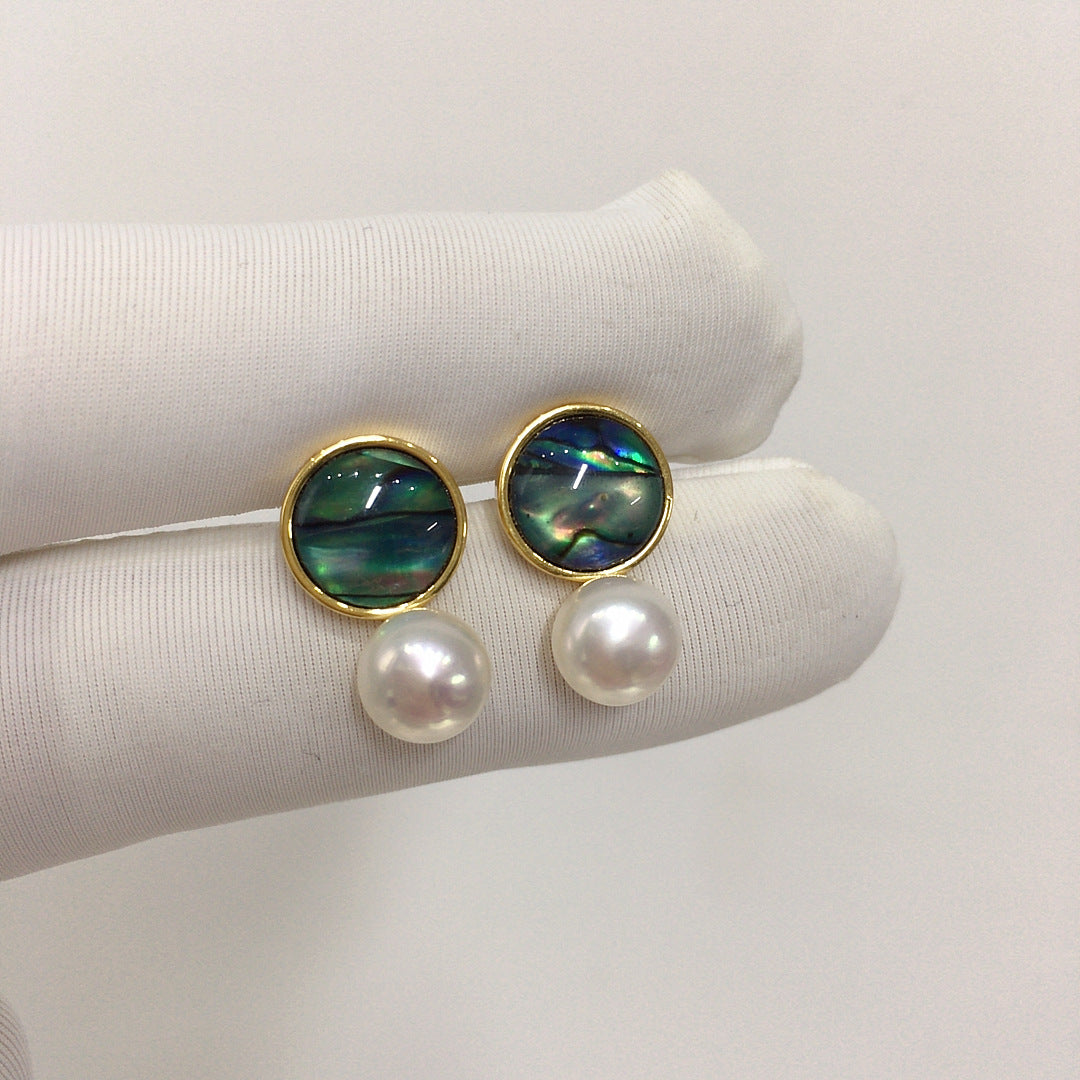 18K Gold Plated Natural Freshwater Pearl Earrings 8mm