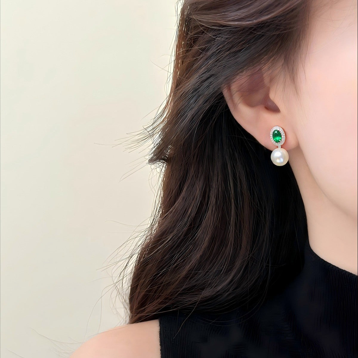 S925 Sterling Silver Natural Freshwater Pearl Earrings #858