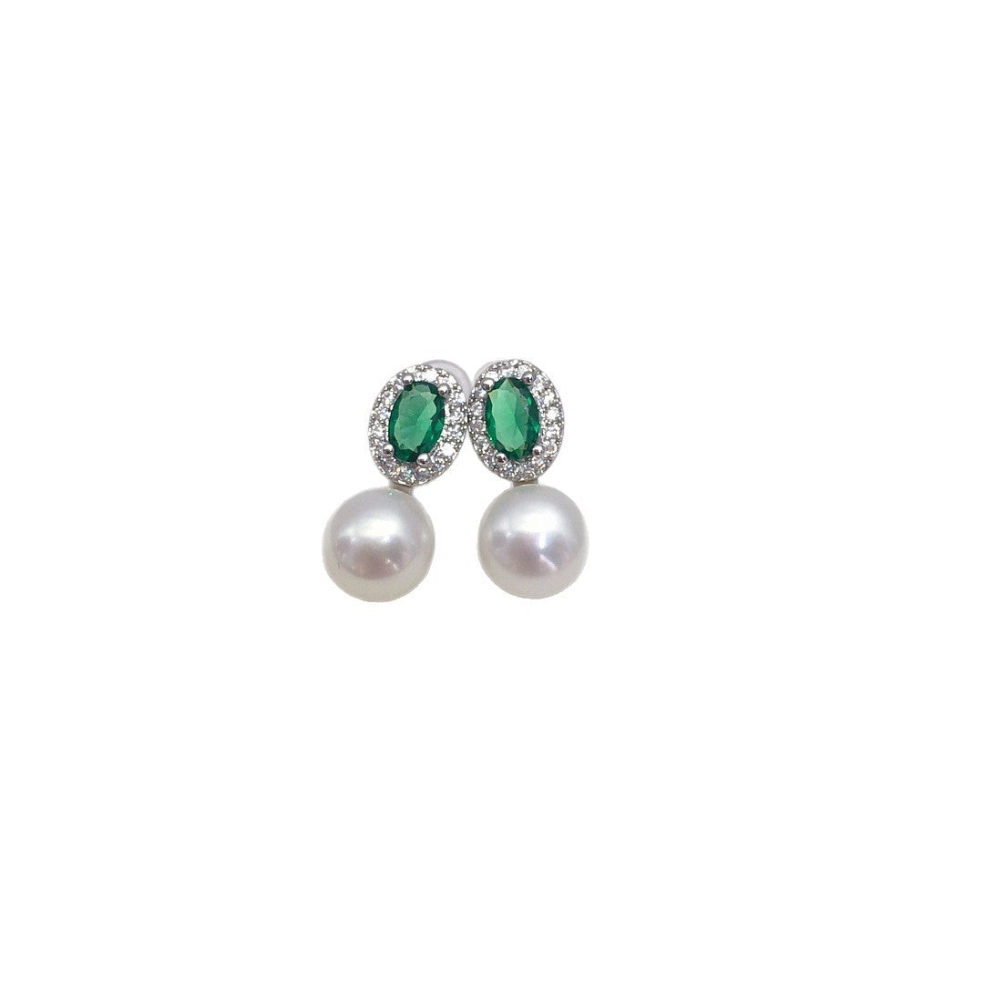 S925 Sterling Silver Natural Freshwater Pearl Earrings #858