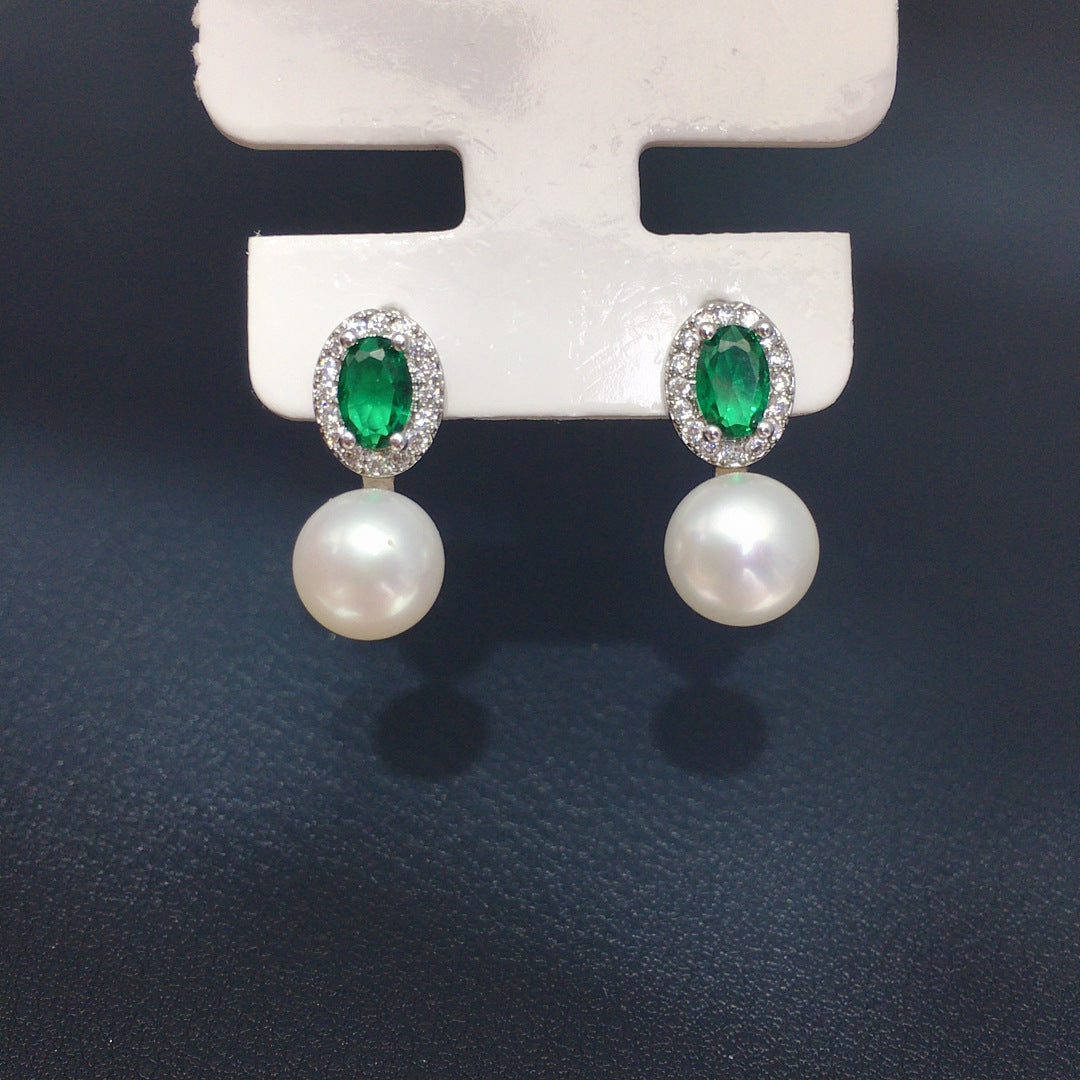 S925 Sterling Silver Natural Freshwater Pearl Earrings #858