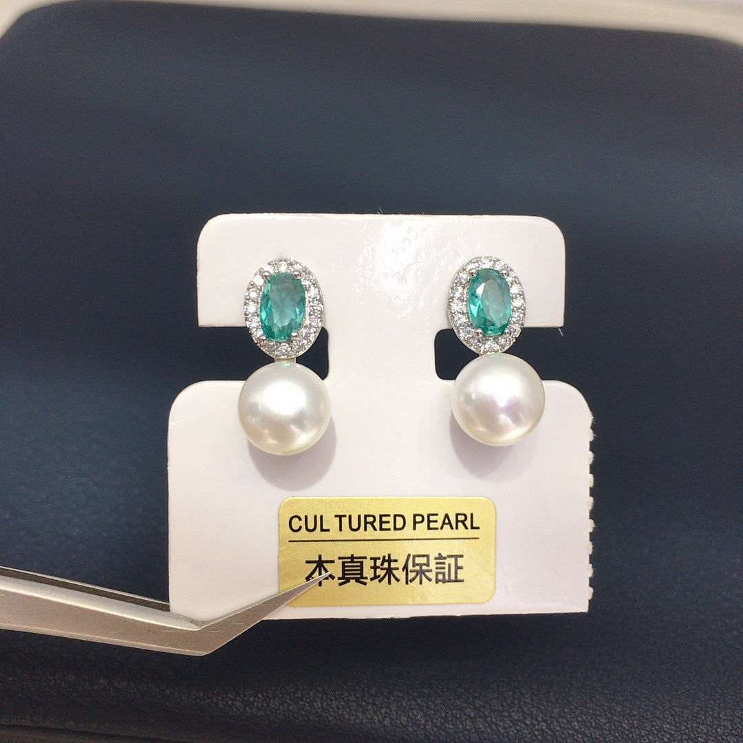 S925 Sterling Silver Natural Freshwater Pearl Earrings #858