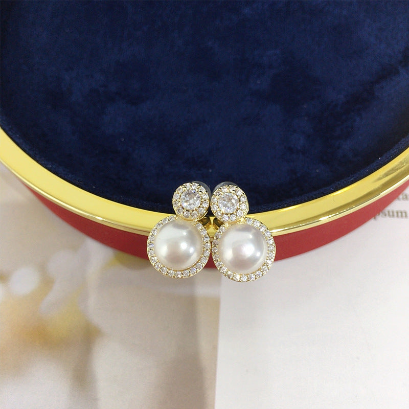 18K Gold Plated Natural Freshwater Pearl Earrings 8mm #026