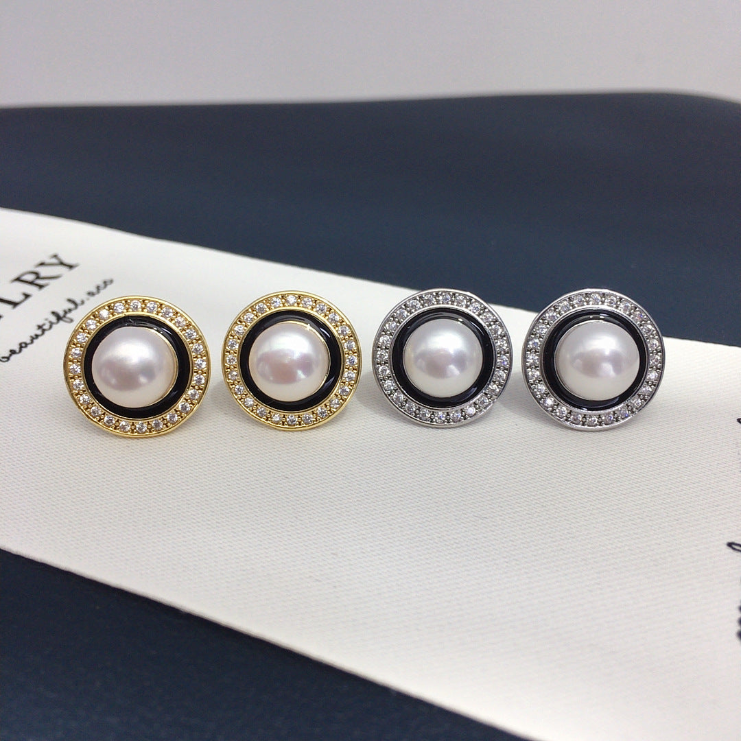 S925 Sterling Silver Natural Freshwater Pearl Earrings 8mm