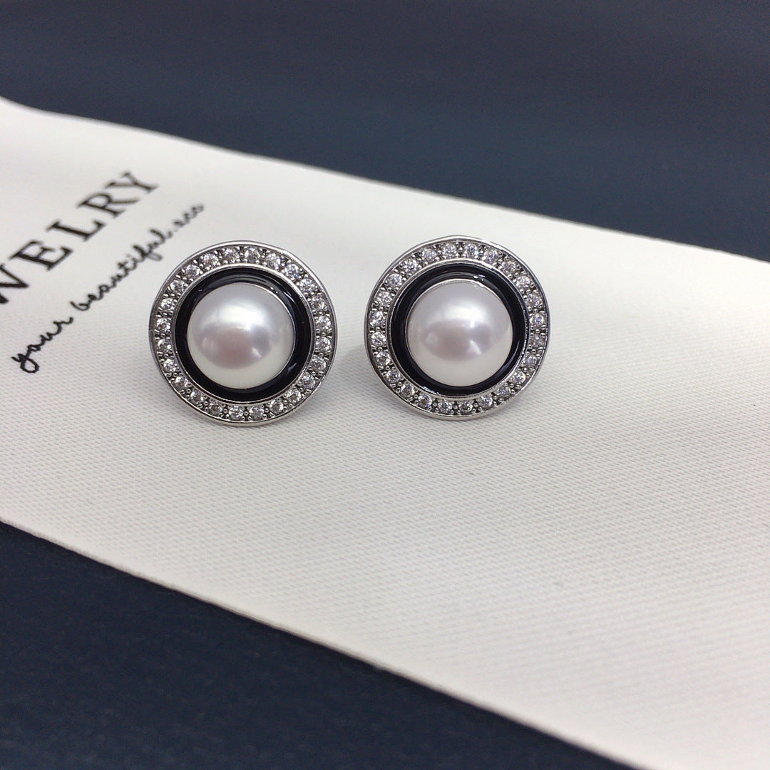 S925 Sterling Silver Natural Freshwater Pearl Earrings 8mm