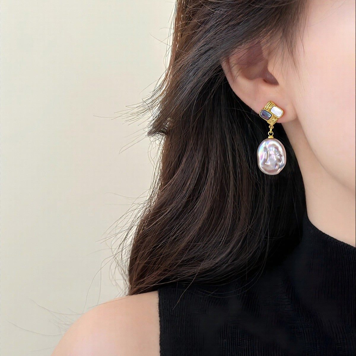 Baroque S925 Sterling Silver Natural Freshwater Pearl Earrings