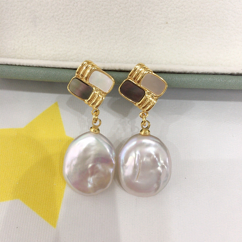 Baroque S925 Sterling Silver Natural Freshwater Pearl Earrings