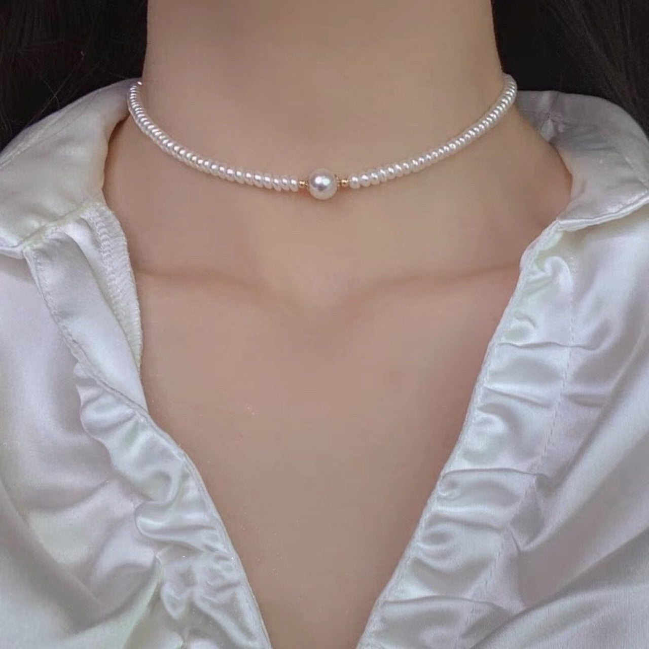 Choker Natural Pearl Necklace #986