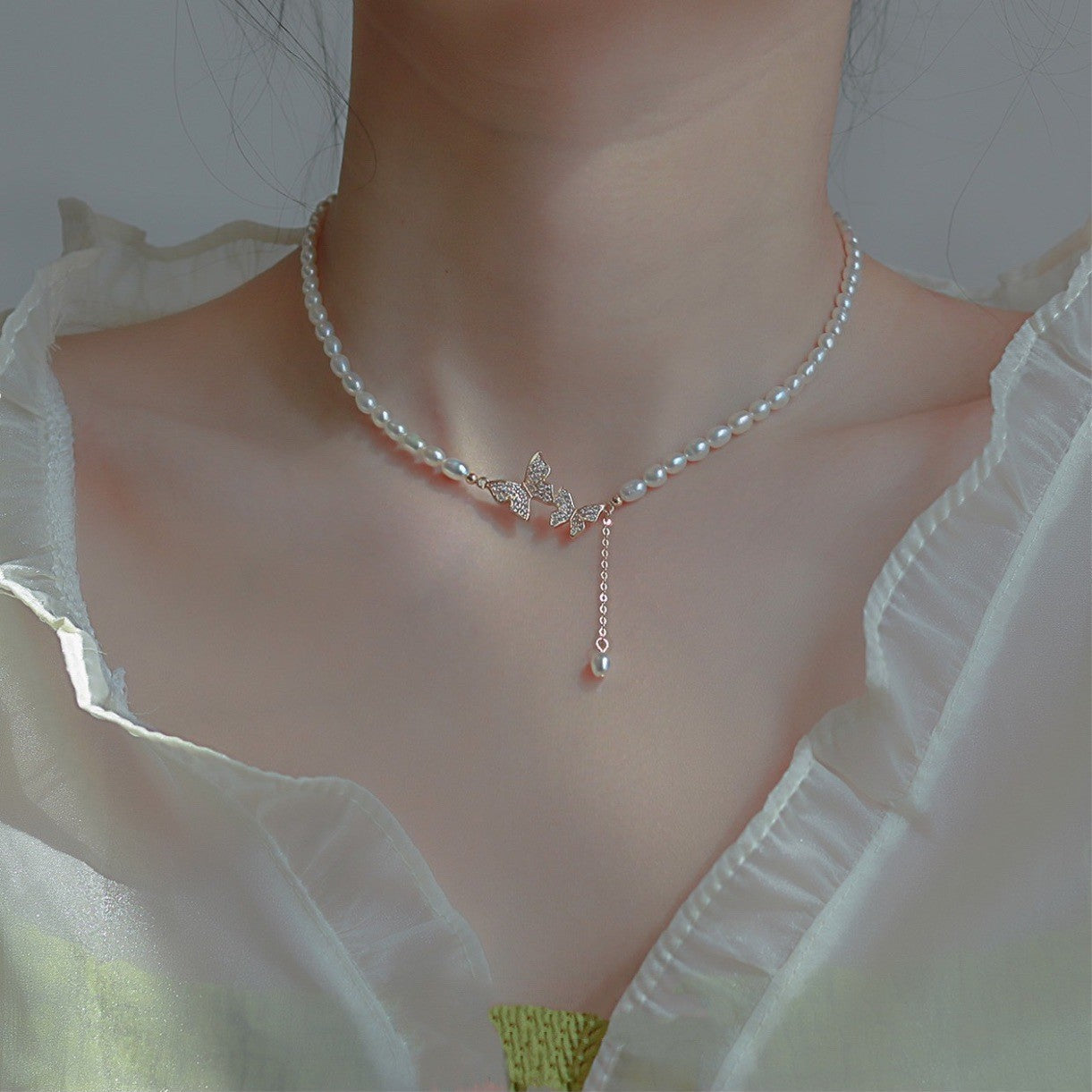 Drop Natural Pearl Necklace #498