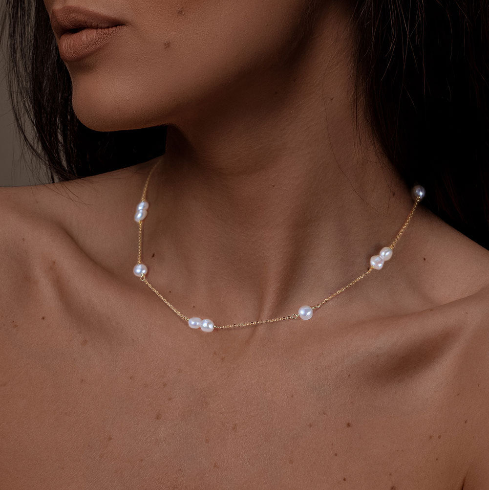 Choker Natural Freshwater Pearl Necklace #594