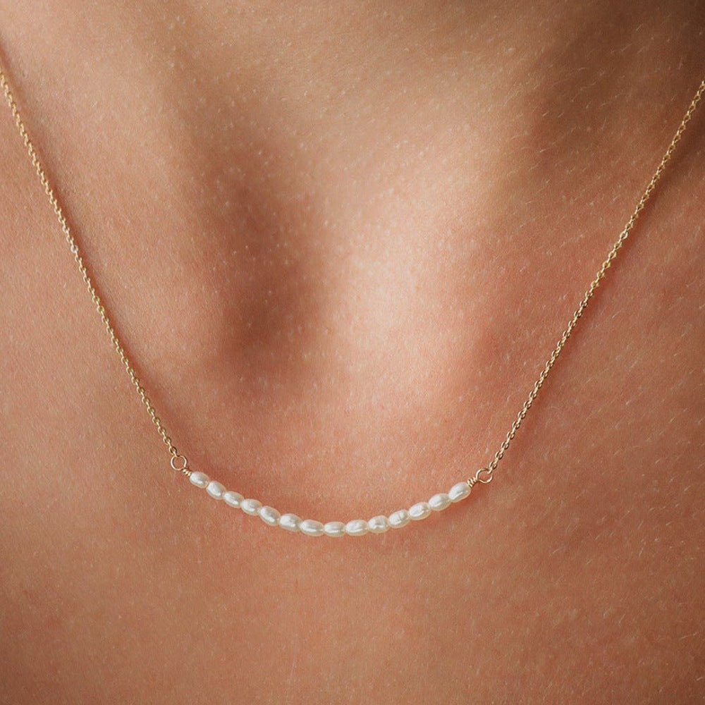Drop S925 Sterling Silver Natural Pearl Necklace #794