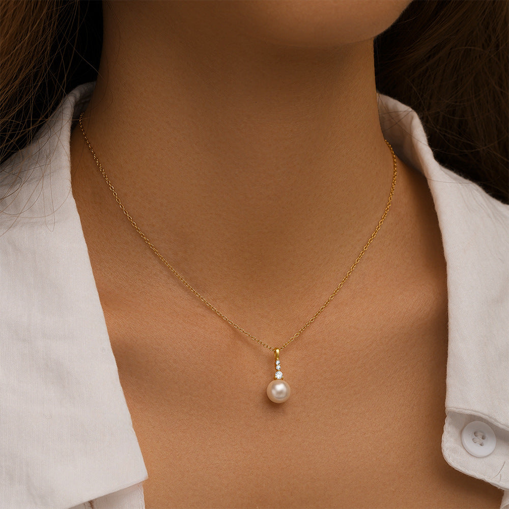 Drop 14K Gold Plated Natural Freshwater Pearl Necklace #682